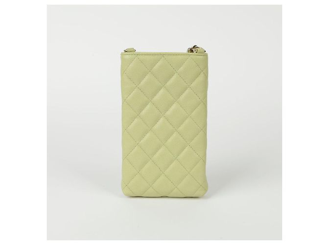 Chanel Supporto per telefono e borsa a tracolla con logo Caviar Skin Verde - vista 4
