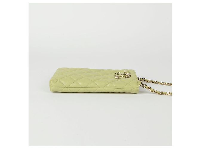Chanel Supporto per telefono e borsa a tracolla con logo Caviar Skin Verde - vista 5