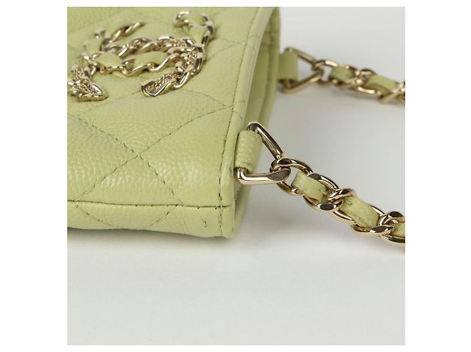 Chanel Supporto per telefono e borsa a tracolla con logo Caviar Skin Verde - vista 6