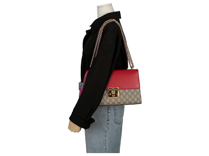 Gucci Borsa a Spalla Media Paddle Lock Rosso - vista 12