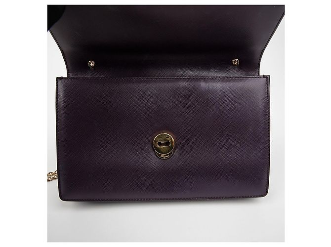 Salvatore Ferragamo Borsa a tracolla incrociata con catena Bara Gini Porpora - vista 15