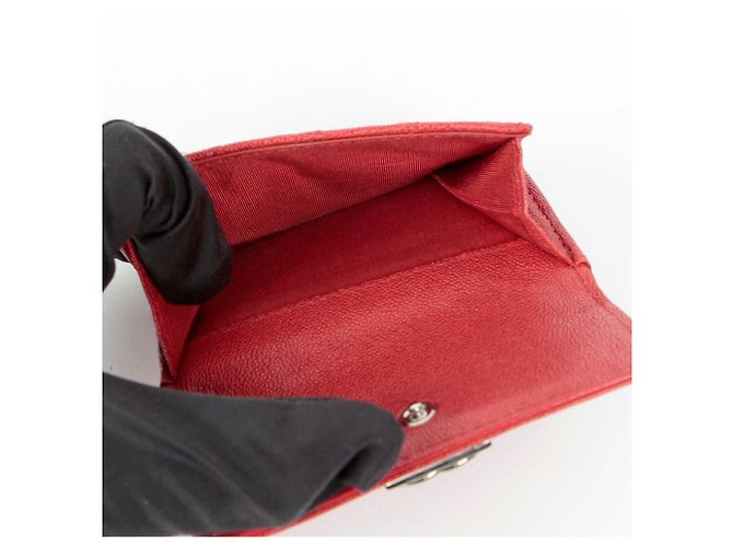Chanel Billetera Doble Boy Caviar Roja - vista 11