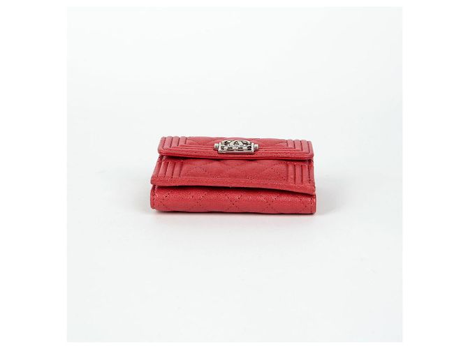Chanel Billetera Doble Boy Caviar Roja - vista 6