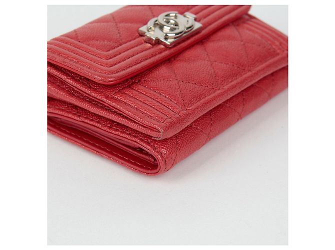 Chanel Billetera Doble Boy Caviar Roja - vista 8