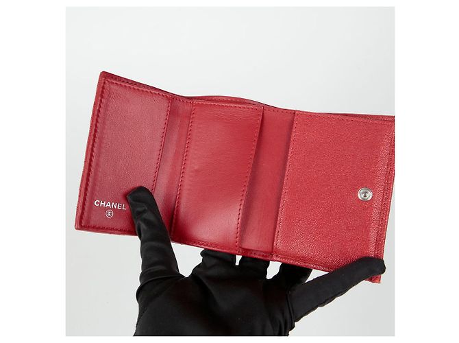 Chanel Billetera Doble Boy Caviar Roja - vista 9