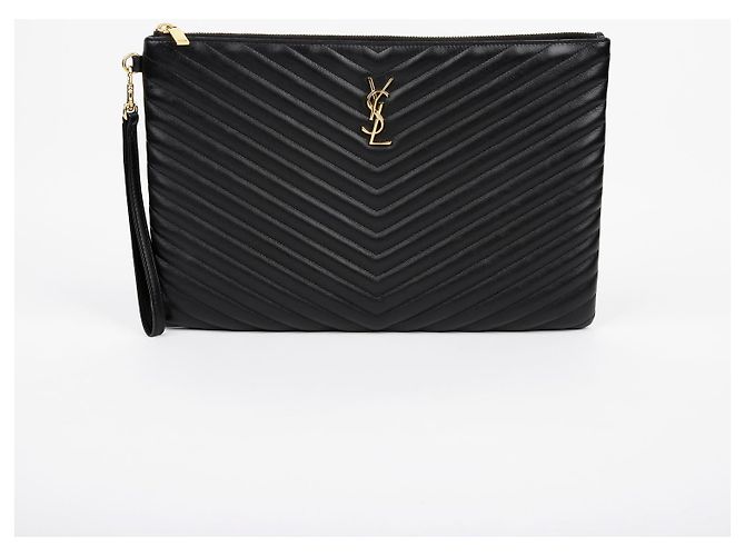 Saint Laurent Clutch de Documentos Monogram Negro - vista 2