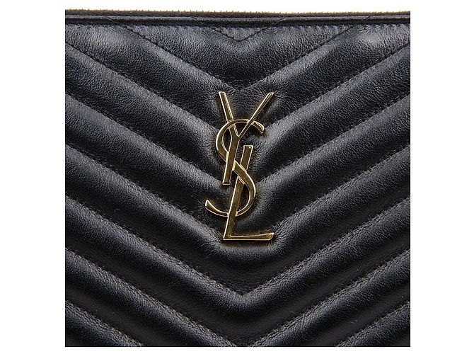 Saint Laurent Clutch de Documentos Monogram Negro - vista 3