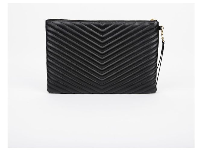 Saint Laurent Clutch de Documentos Monogram Negro - vista 4