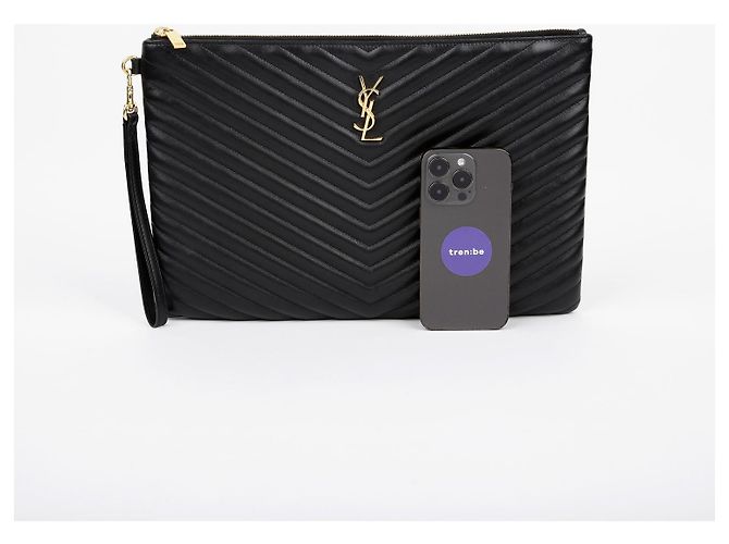 Saint Laurent Clutch de Documentos Monogram Negro - vista 7