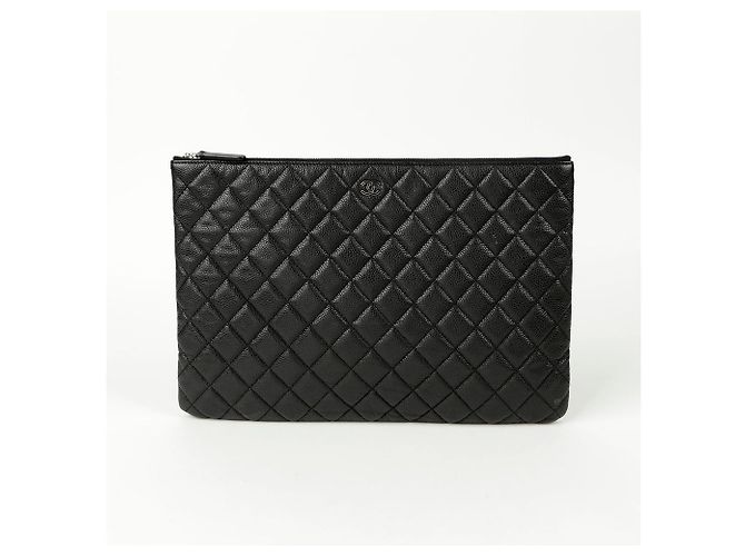 Chanel Clutch Grande CC in Pelle Caviar Nero - vista 2