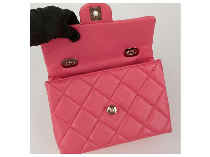 Chanel Borsa a mano Caviar Skin CC Logo con manici e tracolla Rosa - vista 10