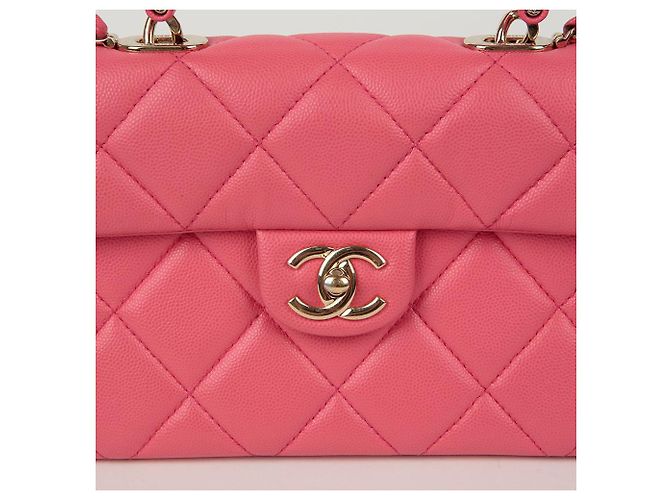 Chanel Borsa a mano Caviar Skin CC Logo con manici e tracolla Rosa - vista 3