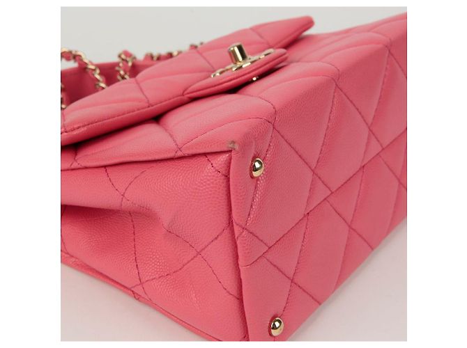 Chanel Borsa a mano Caviar Skin CC Logo con manici e tracolla Rosa - vista 8