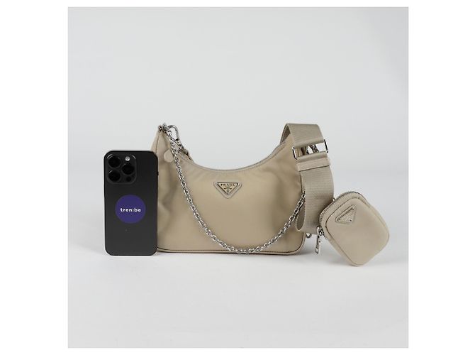Prada Re-Edition Multi Hobo Schulter-Crossbody-Tasche Braun - Ansicht 8