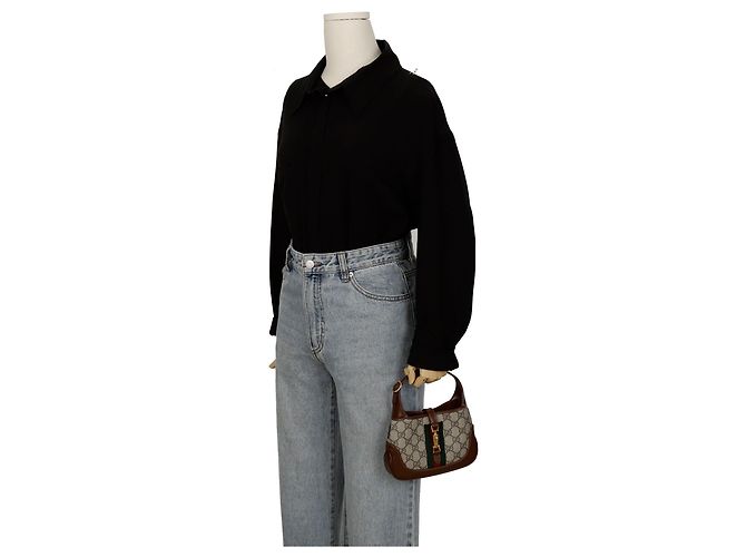 Gucci Borsa a spalla hobo mini Jackie Marrone - vista 8