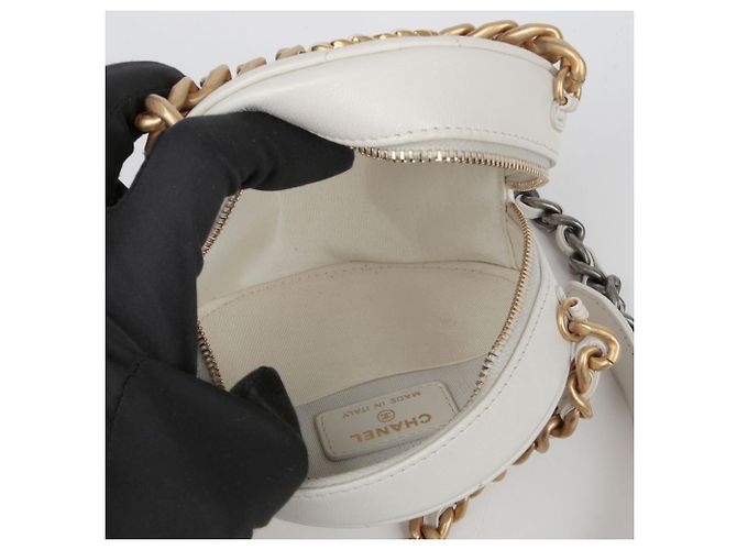 Chanel Borsa a tracolla incrociata mini catena rotonda Bianco - vista 11