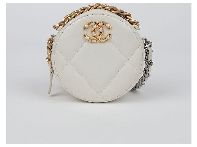 Chanel Borsa a tracolla incrociata mini catena rotonda Bianco - vista 2
