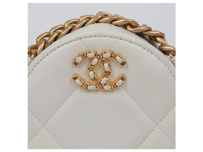 Chanel Borsa a tracolla incrociata mini catena rotonda Bianco - vista 3