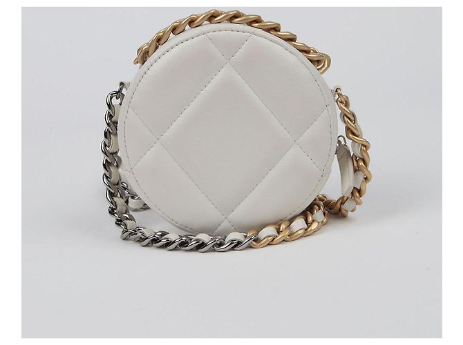 Chanel Borsa a tracolla incrociata mini catena rotonda Bianco - vista 4