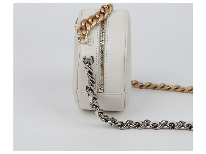 Chanel Borsa a tracolla incrociata mini catena rotonda Bianco - vista 5