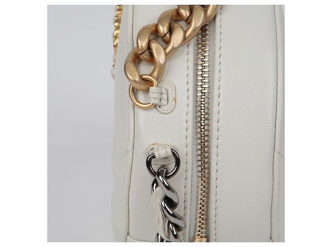 Chanel Borsa a tracolla incrociata mini catena rotonda Bianco - vista 6