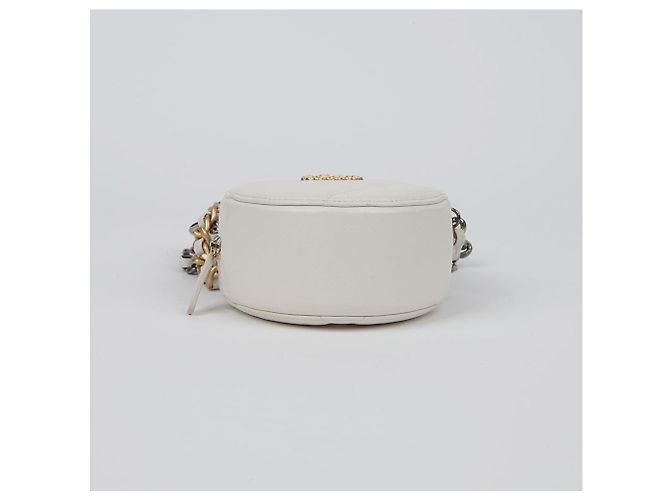 Chanel Borsa a tracolla incrociata mini catena rotonda Bianco - vista 7