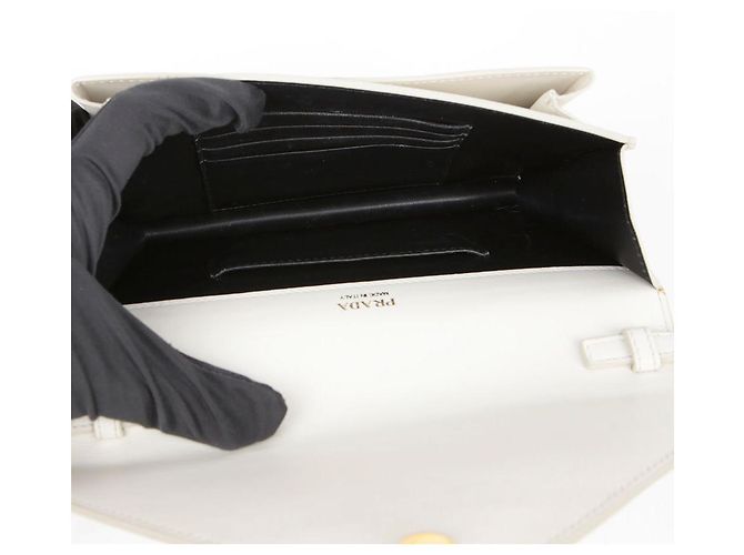 Prada Monochrome Mini-Clutch Schultertasche Weiß - Ansicht 15