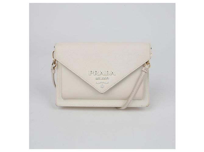 Prada Monochrome Mini-Clutch Schultertasche Weiß - Ansicht 2