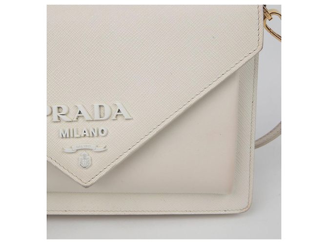 Prada Monochrome Mini-Clutch Schultertasche Weiß - Ansicht 4