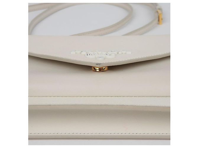 Prada Monochrome Mini-Clutch Schultertasche Weiß - Ansicht 9