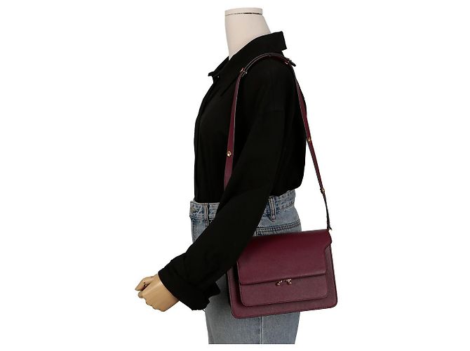 Marni Borsa a Spalla Crossbody Medium Trunk Rosso - vista 10