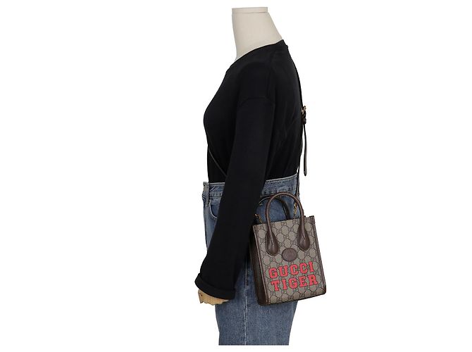 Gucci Verschlungene Mini Tote Schultertasche Braun - Ansicht 12