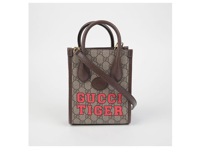 Gucci Verschlungene Mini Tote Schultertasche Braun - Ansicht 2