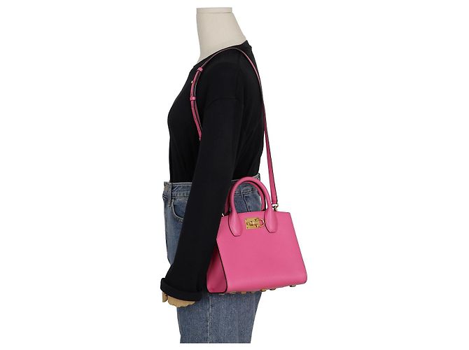 Salvatore Ferragamo Borsa a spalla Studio Box Small Tote Rosa - vista 13