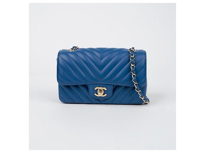 Chanel Mini borsa a tracolla Chevron classica Blu - vista 2