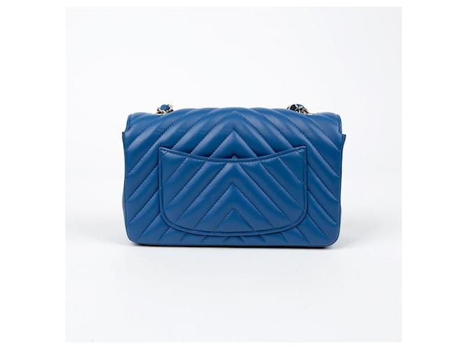 Chanel Mini borsa a tracolla Chevron classica Blu - vista 4