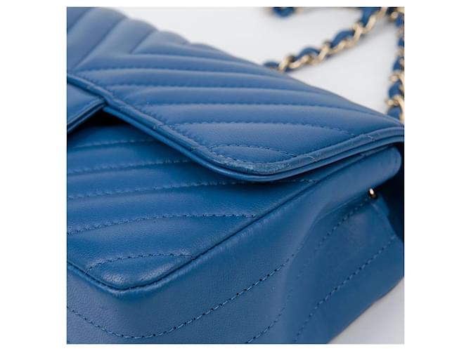 Chanel Mini borsa a tracolla Chevron classica Blu - vista 7