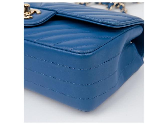 Chanel Mini borsa a tracolla Chevron classica Blu - vista 8