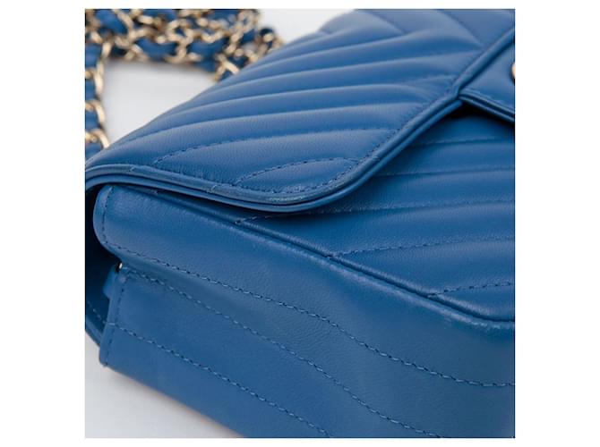 Chanel Mini borsa a tracolla Chevron classica Blu - vista 9