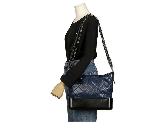 Chanel Gabrielle Große Hobo-Umhängetasche Blau - Ansicht 12