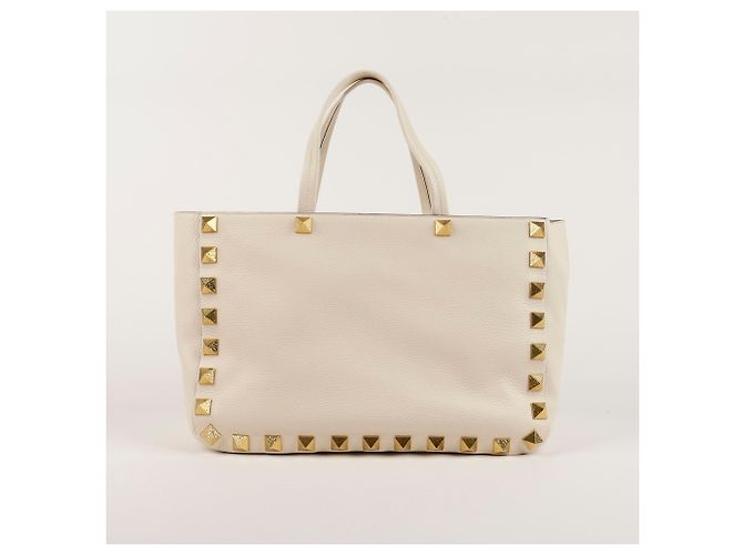 Valentino Borsa Shopper e Borsa a Spalla Roman Stud Bianco - vista 2
