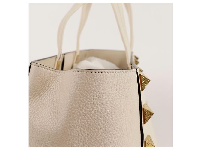 Valentino Borsa Shopper e Borsa a Spalla Roman Stud Bianco - vista 5