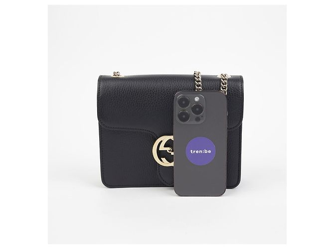 Gucci Borsa a tracolla con catena intrecciata Nero - vista 9