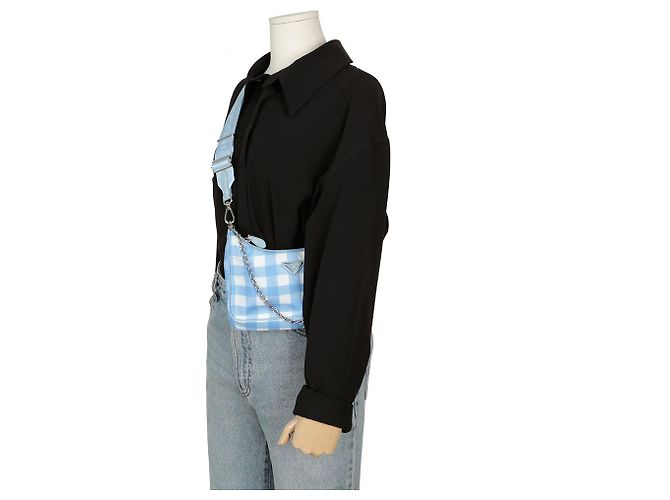 Prada Borsa a spalla hobo Multi Riedizione Blu - vista 11