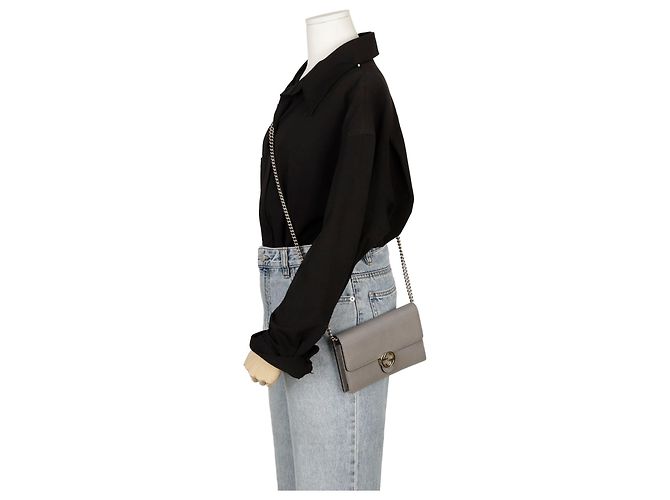 Gucci Carteira mini corrente entrelaçada crossbody Marrom - vista 9
