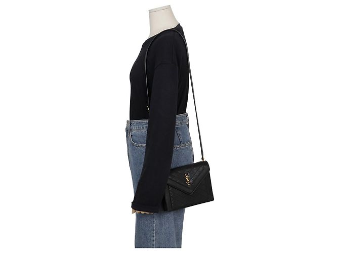 Saint Laurent Borsa a tracolla incrociata Gaby Mini Shachel Nero - vista 16