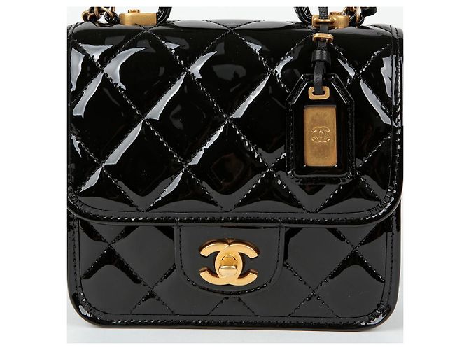 Chanel Schultertasche mit Klappe und Obergriff Schwarz - Ansicht 3
