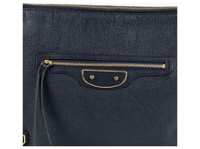 Balenciaga Clutch Media con Bordo Metallico Classico Blu - vista 2