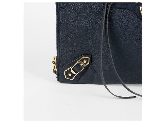 Balenciaga Clutch Media con Bordo Metallico Classico Blu - vista 3