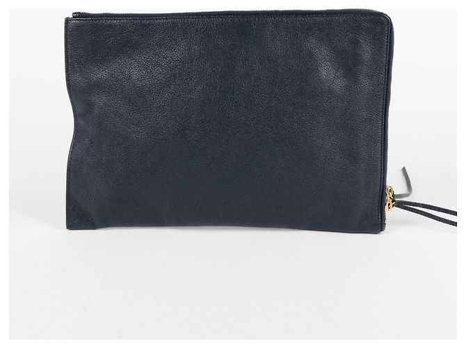 Balenciaga Clutch Media con Bordo Metallico Classico Blu - vista 4